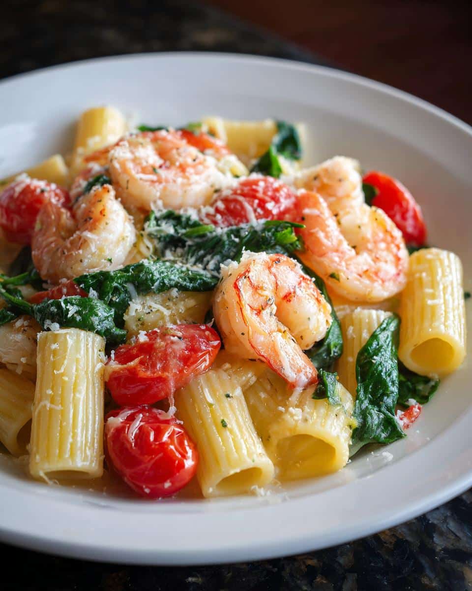 Shrimp and Tomato Spinach Rigatoni - detail 2