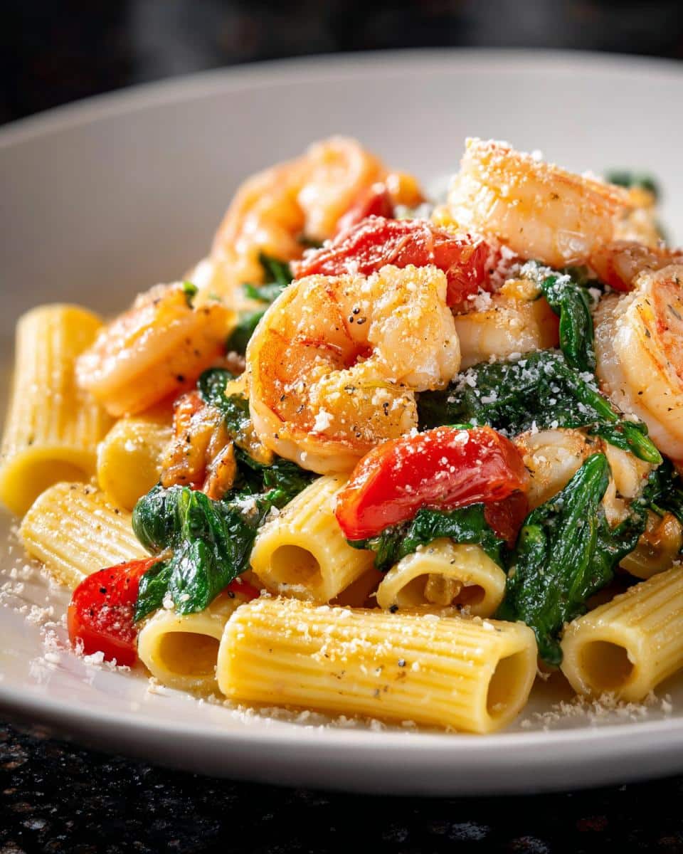 Shrimp and Tomato Spinach Rigatoni - detail 3