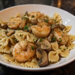 Shrimp and Wild Mushroom Garlic Bowties
