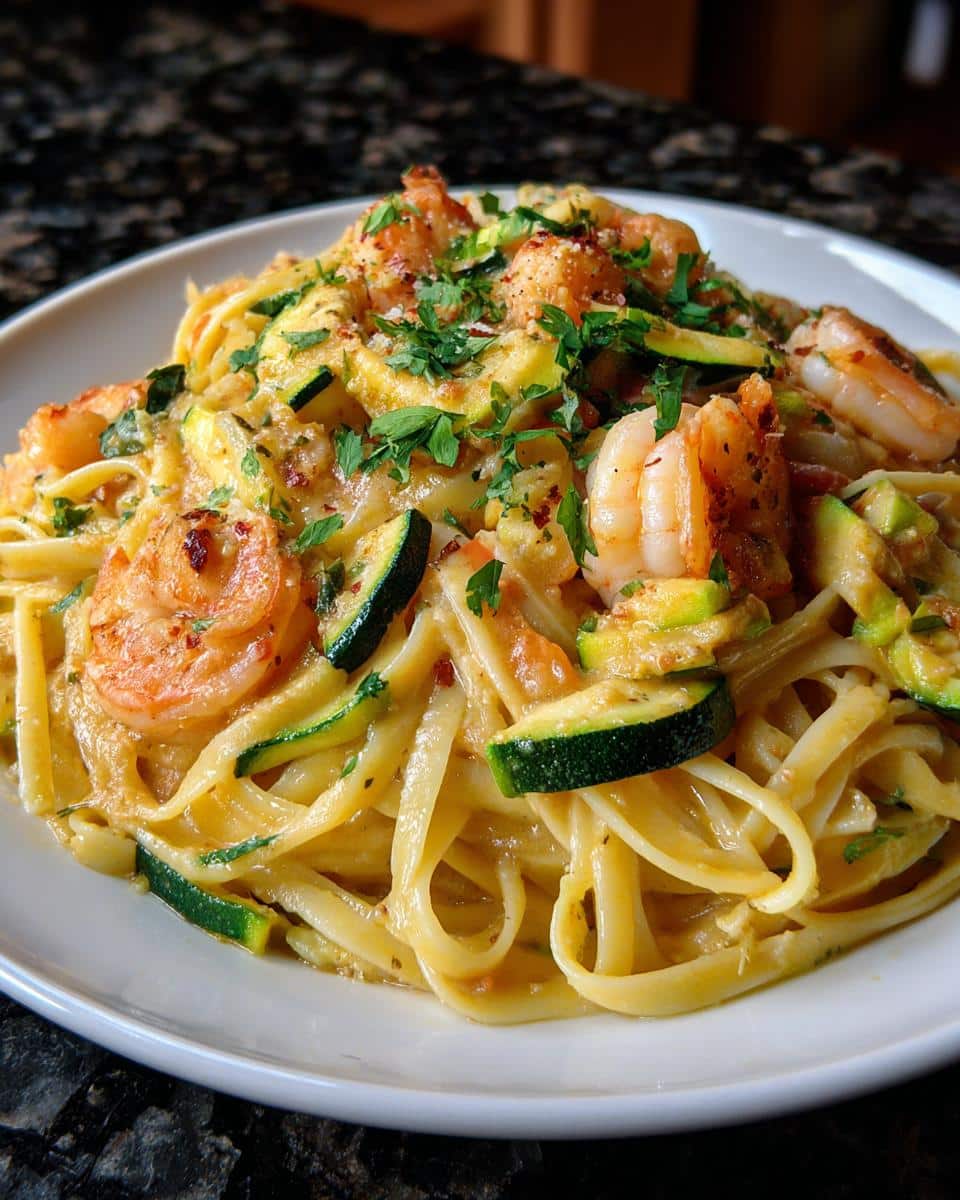 Shrimp and Zucchini Creamy Linguine - detail 1