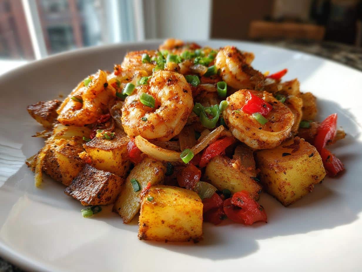 Spicy Shrimp and Potato Hash