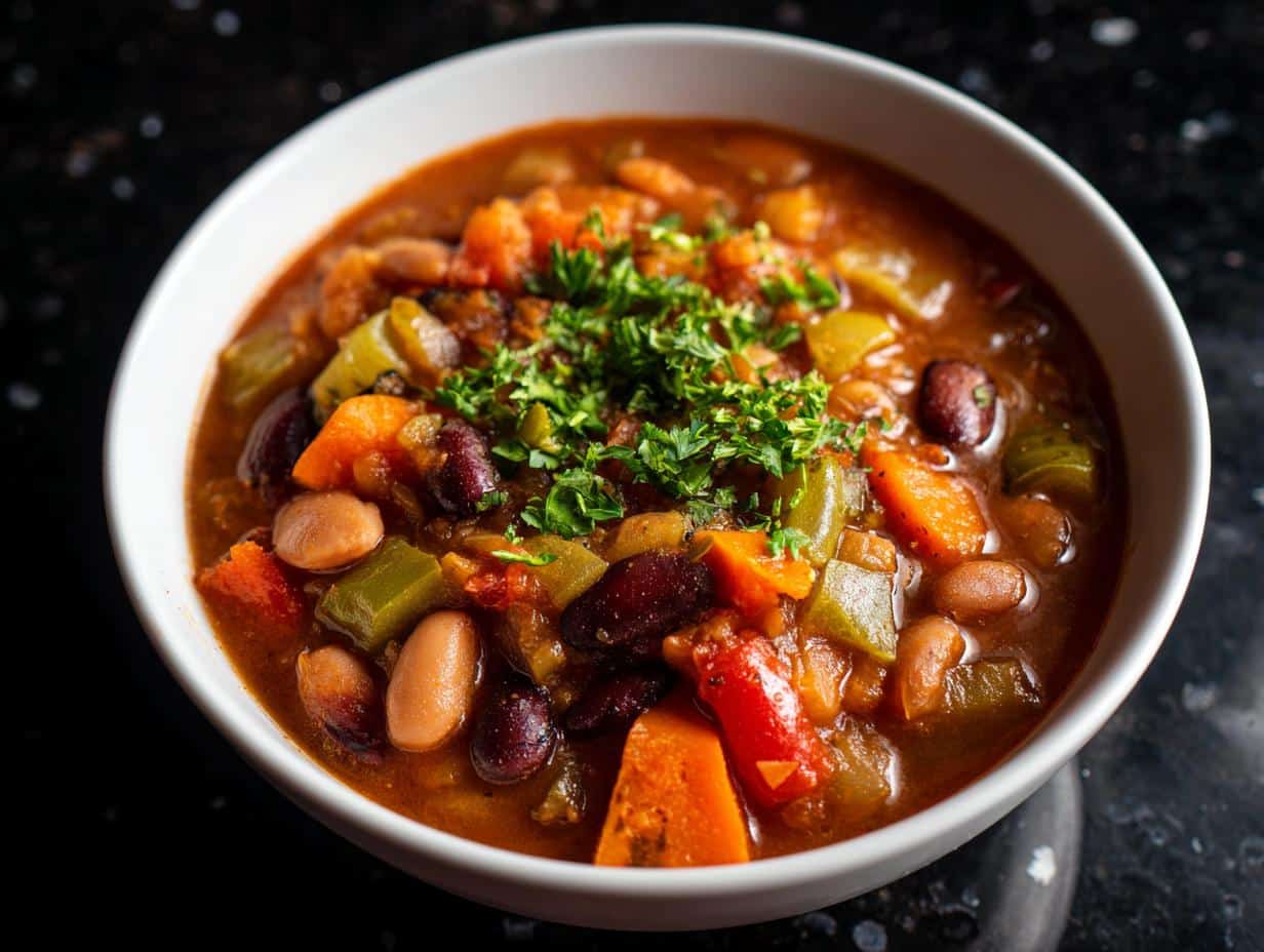 Bean Soup with Roasted Vegetables
