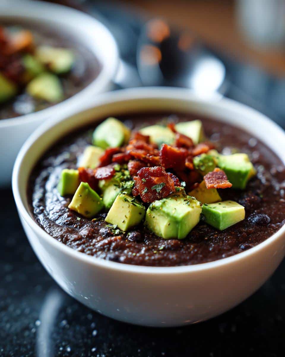 Black Bean Soup with Avocado Topping - detail 3