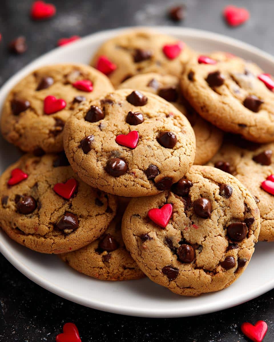 Chocolate Chip Cookies with Heart Sprinkles - detail 1
