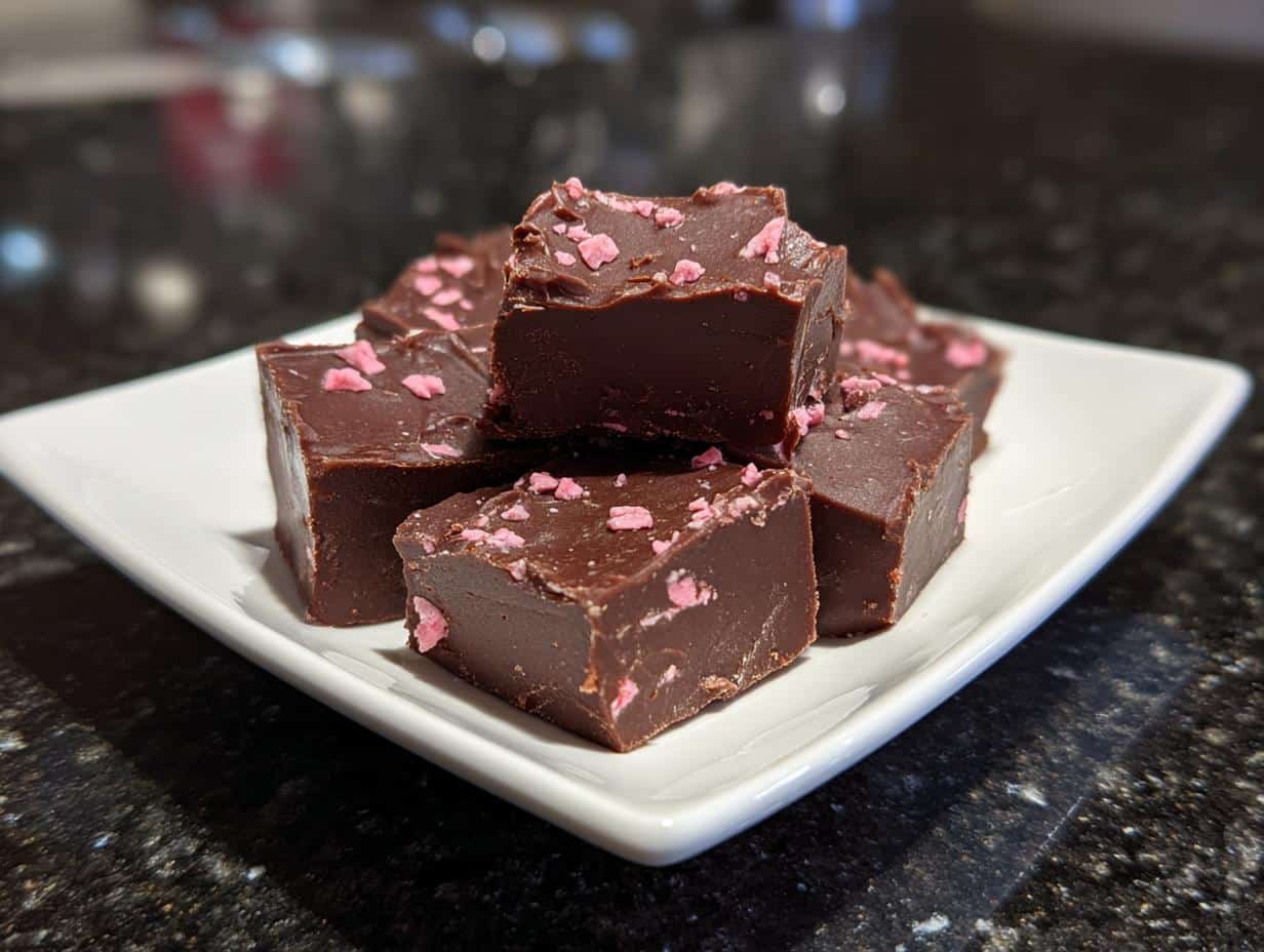 Chocolate Strawberry Fudge Squares