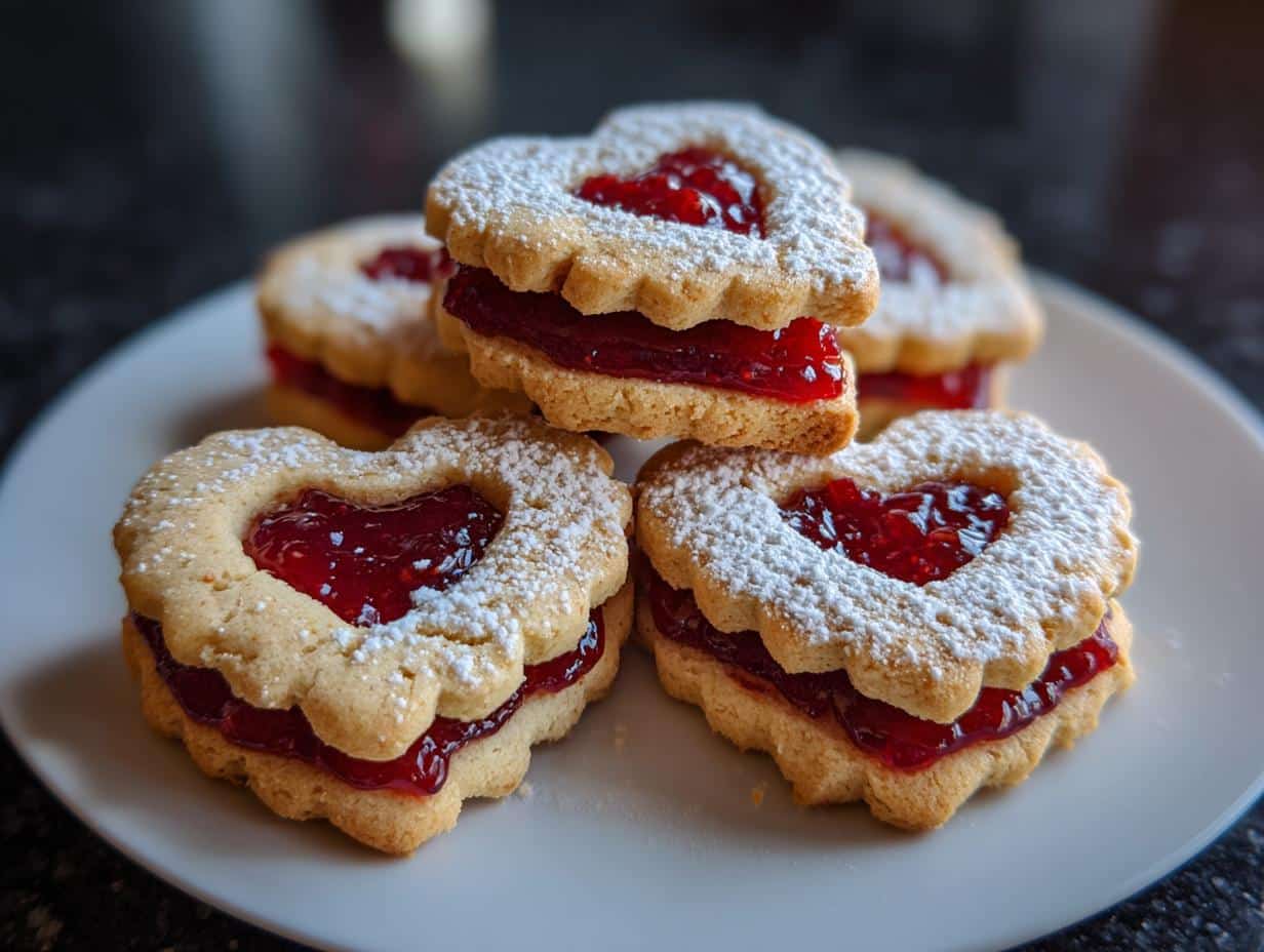 Heart Jam Linzer Cookies