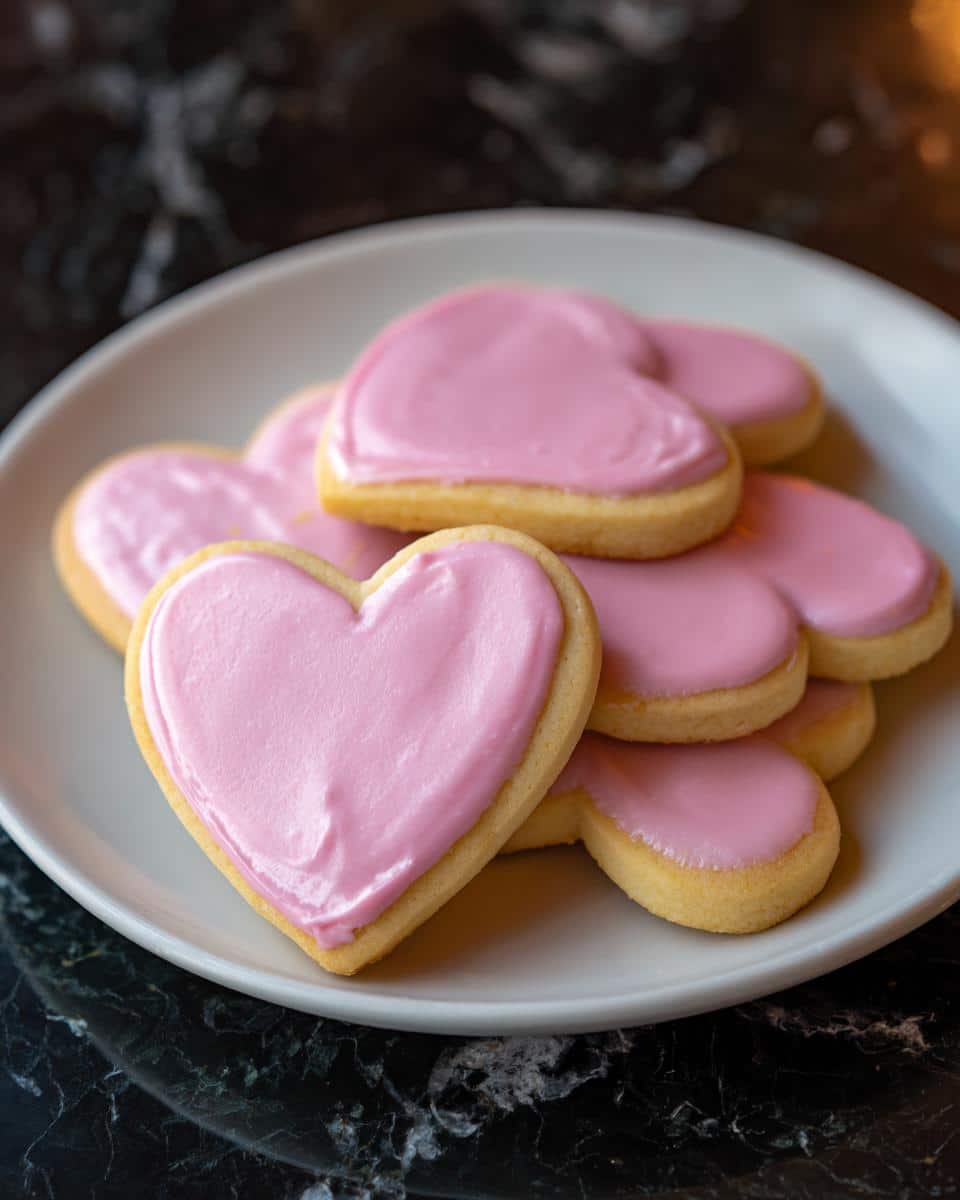 Heart-Shaped Sugar Cookies with Pink Icing - detail 2