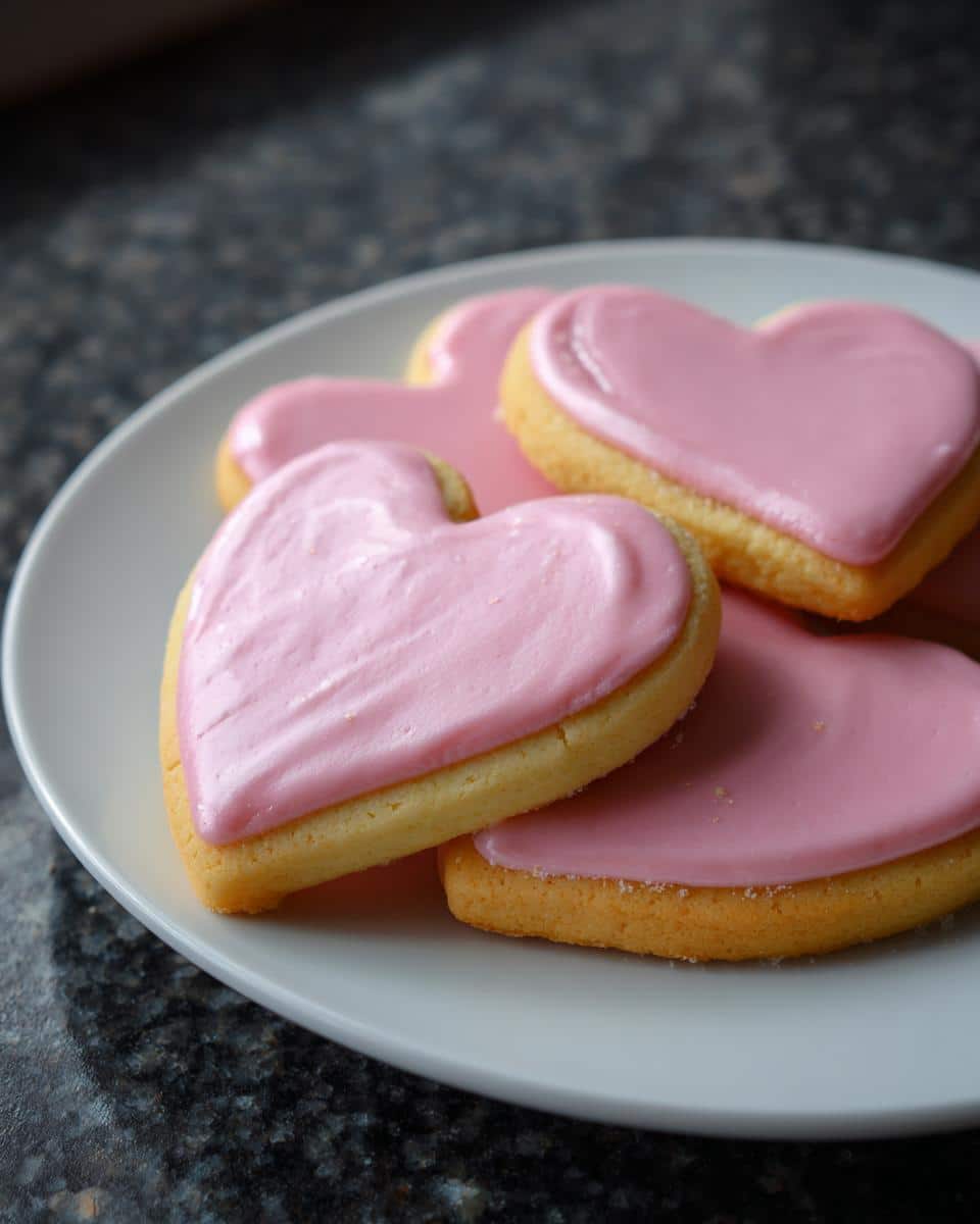 Heart-Shaped Sugar Cookies with Pink Icing - detail 3