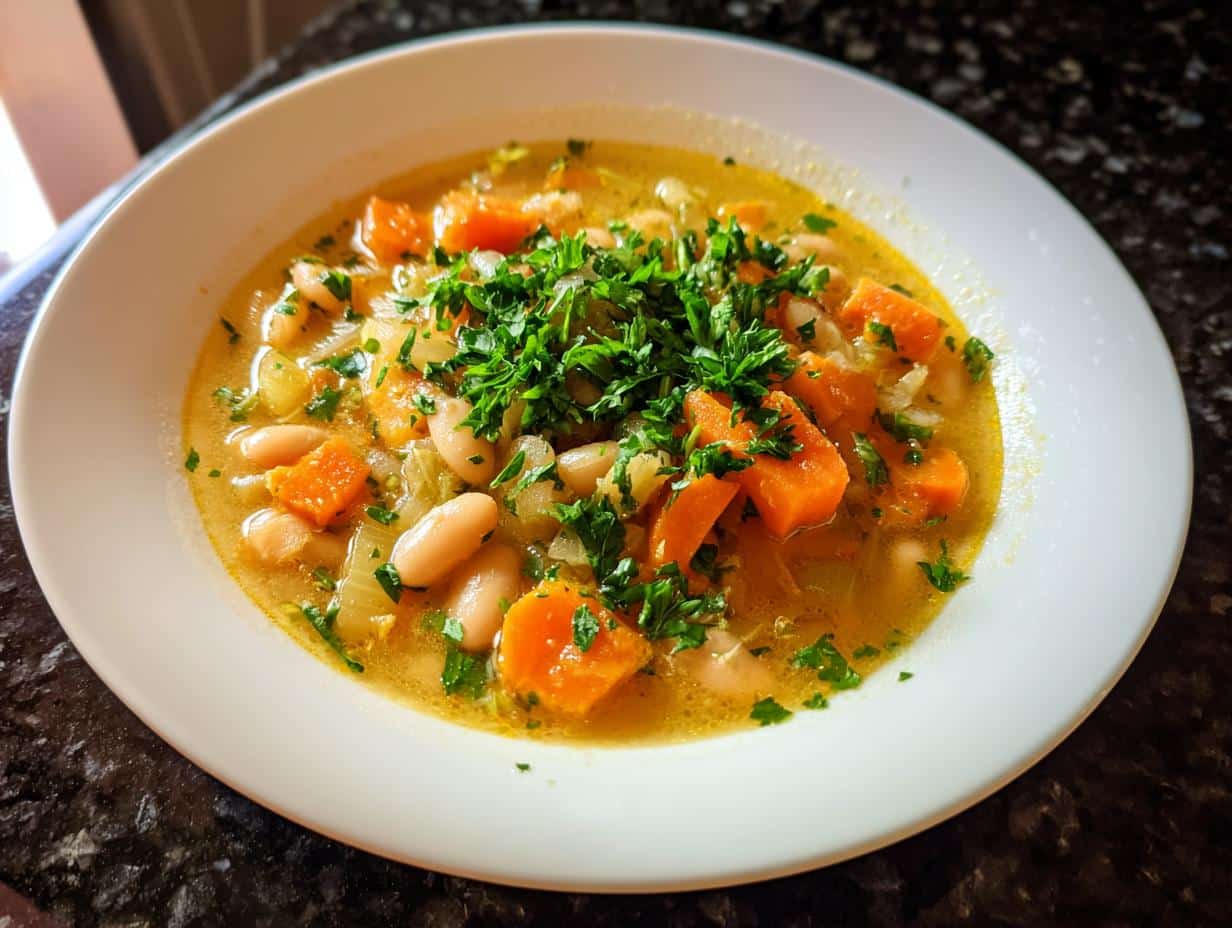 Lemon Garlic White Bean Soup
