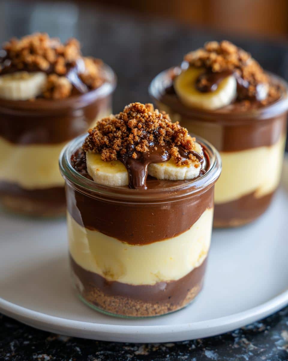 Mini banana chocolate dessert jars - detail 1