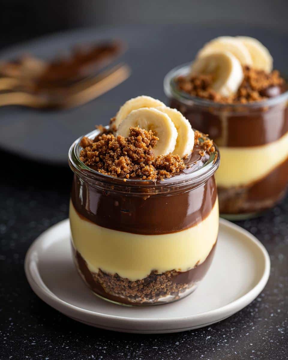 Mini banana chocolate dessert jars - detail 3