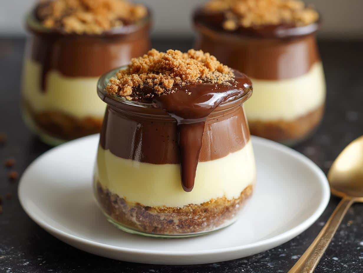 Mini banana chocolate dessert jars