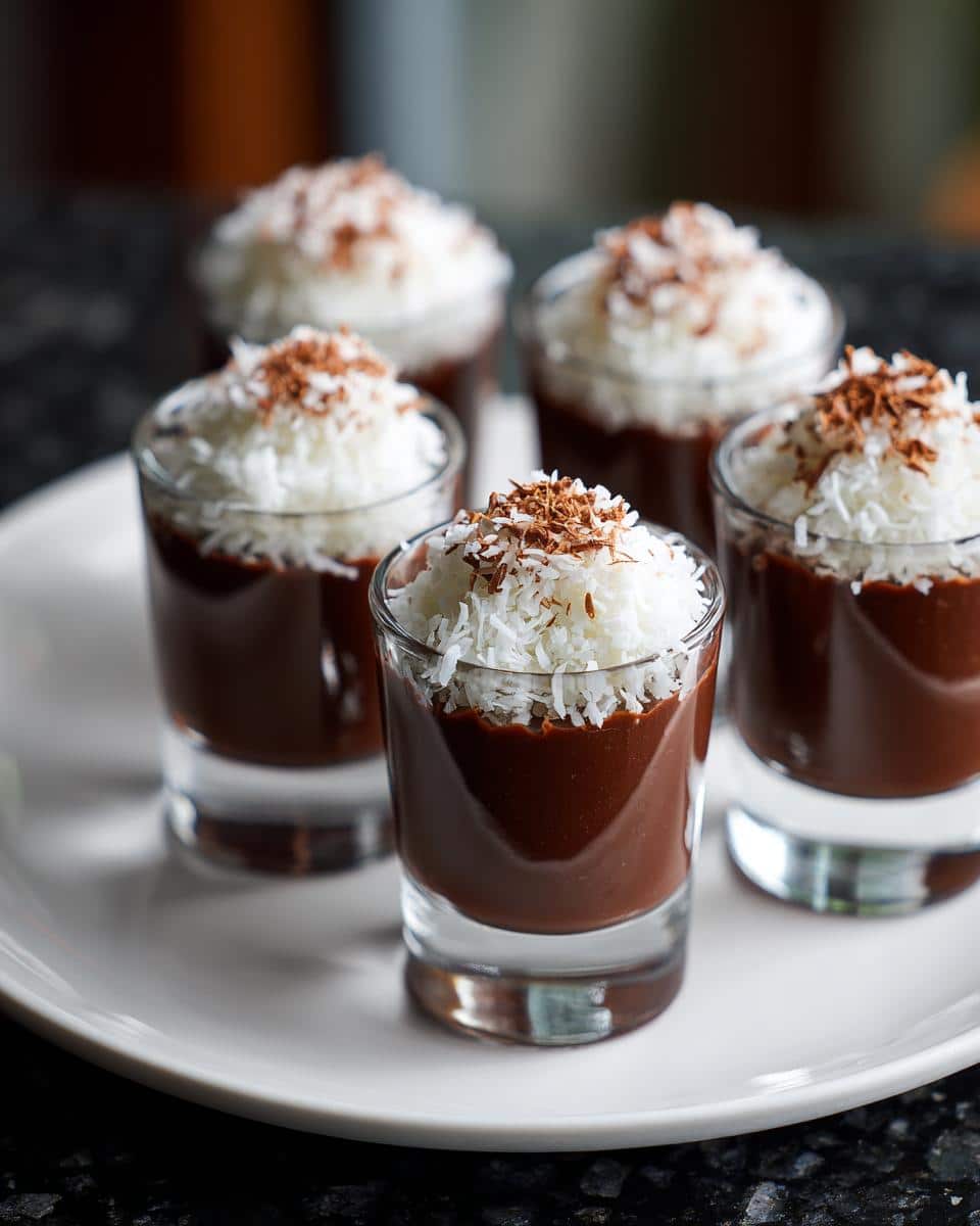 Mini coconut chocolate dessert shots - detail 1