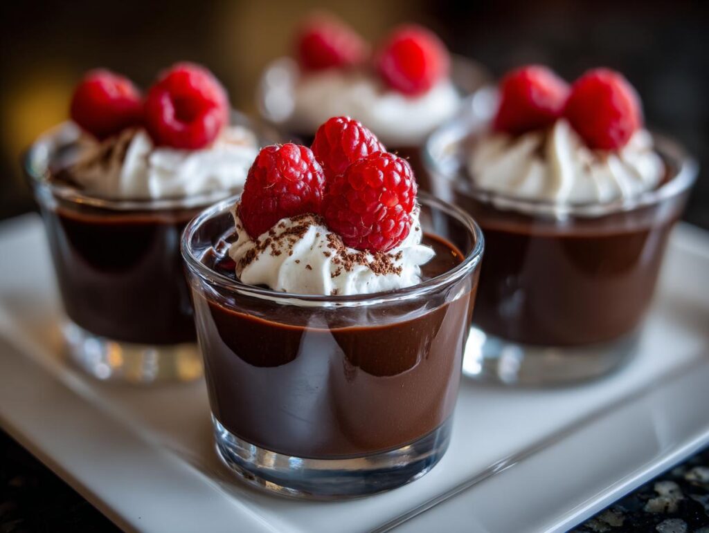 Mini dark chocolate dessert shots