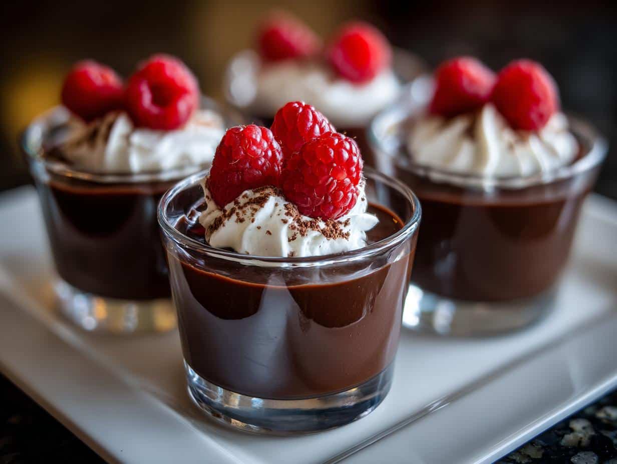 Mini dark chocolate dessert shots