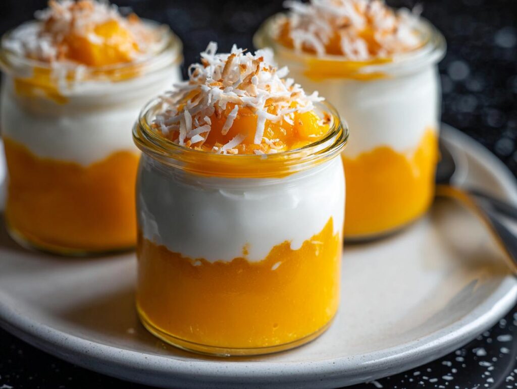 Mini mango coconut dessert jars