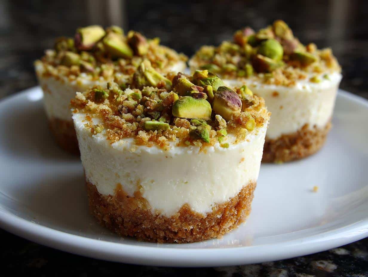 Mini pistachio cheesecake cups