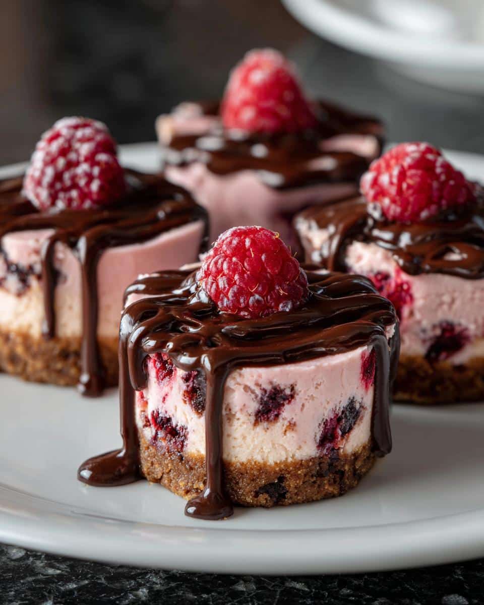 Mini raspberry chocolate cheesecake cups - detail 1