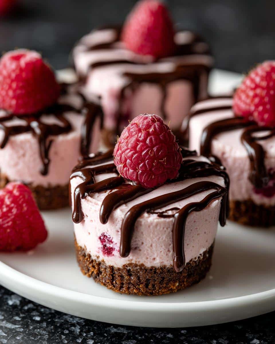 Mini raspberry chocolate cheesecake cups - detail 2