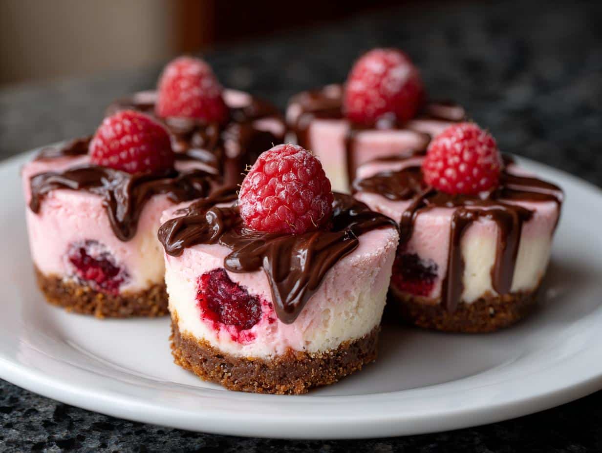 Mini raspberry chocolate cheesecake cups