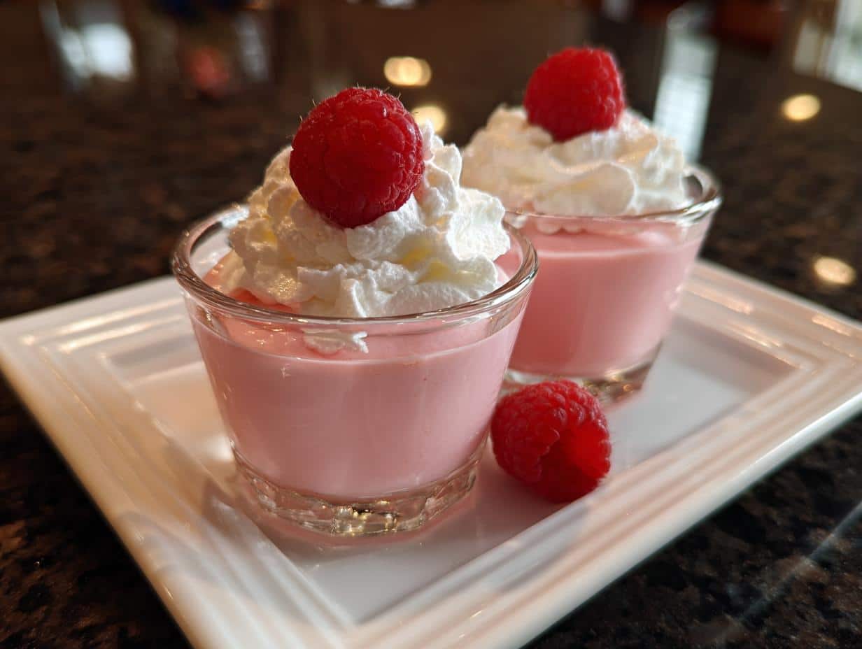 Mini raspberry mousse shots