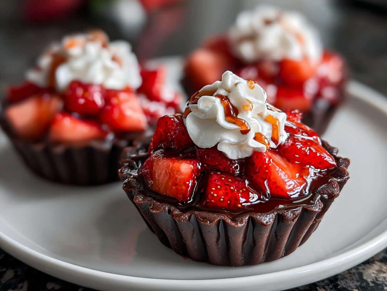 Mini strawberry chocolate cups