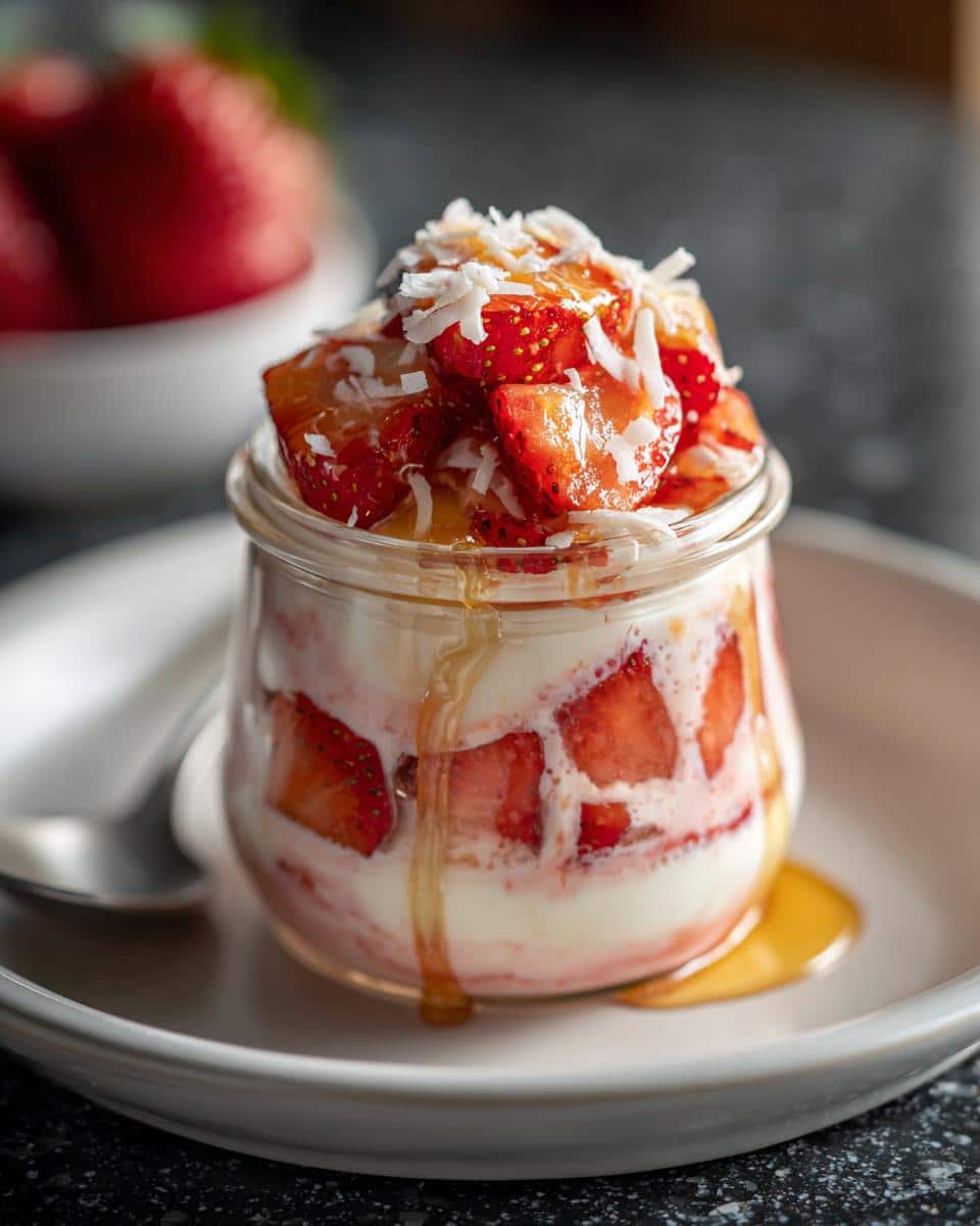 Mini strawberry coconut dessert jars - detail 1