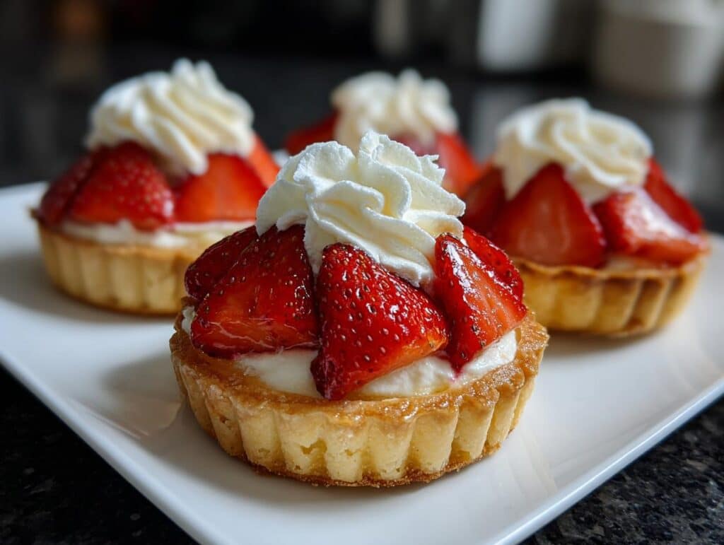 Mini strawberry cream tart bites