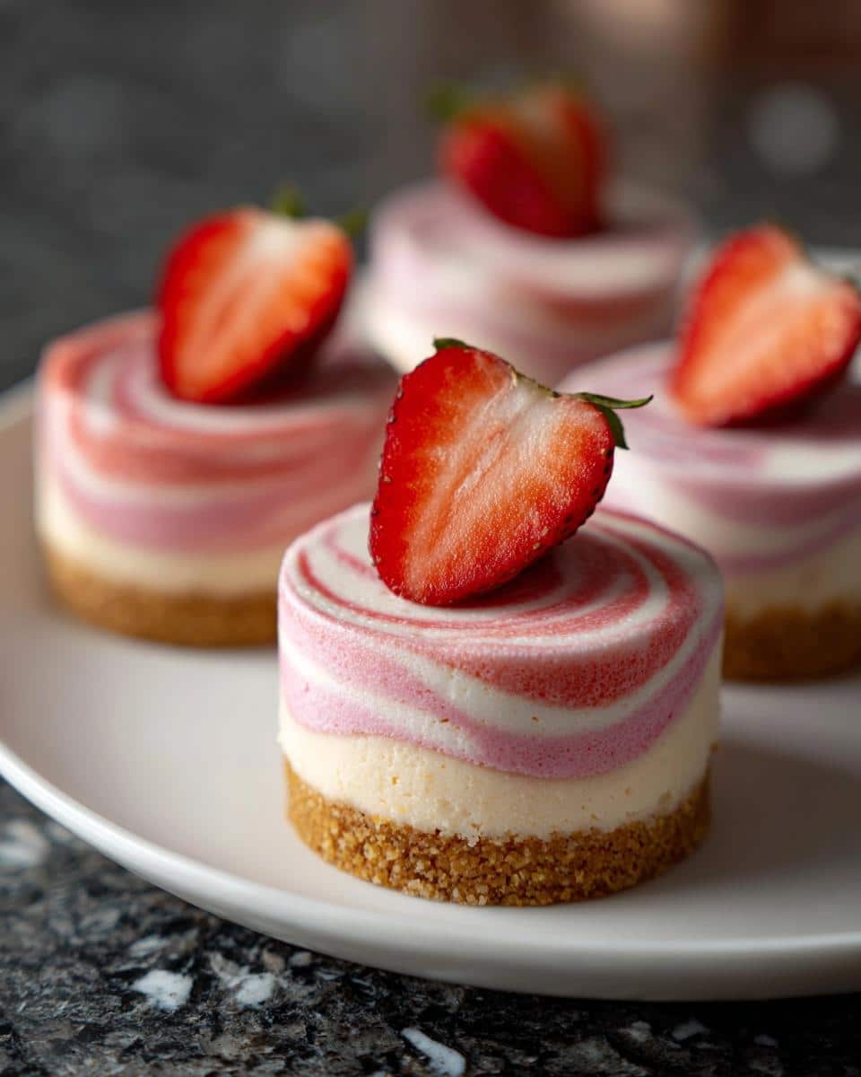 Mini strawberry vanilla cheesecake bites - detail 2