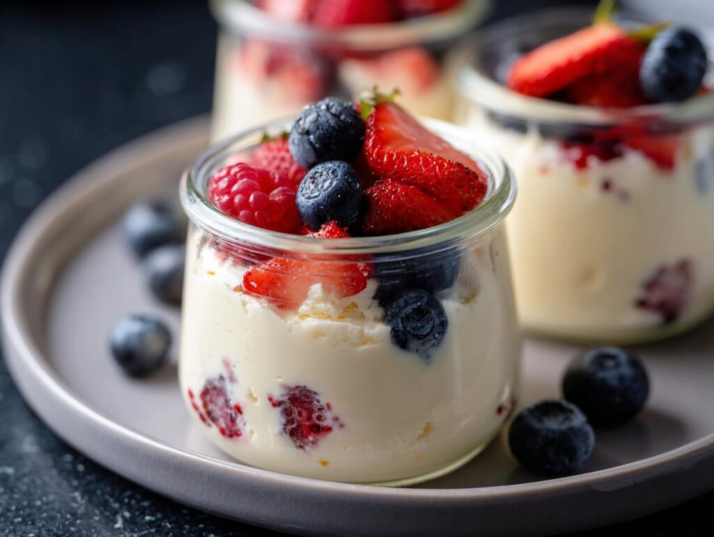 Mini vanilla berry mousse jars