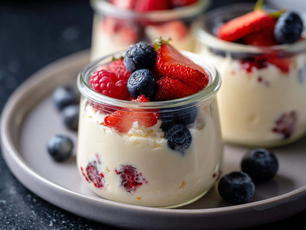 Mini vanilla berry mousse jars
