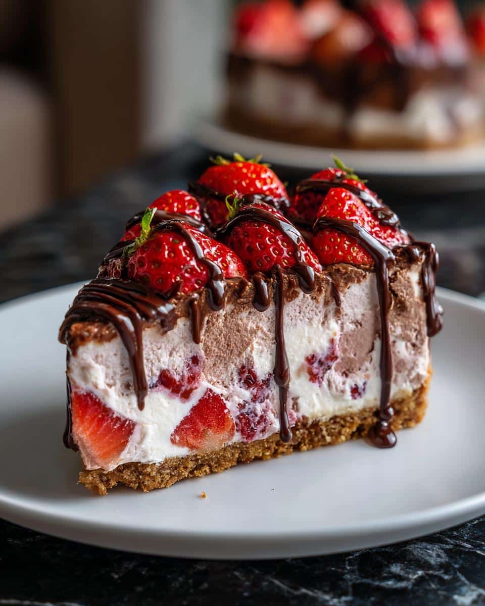 No-Bake Chocolate Strawberry Cheesecake - detail 1