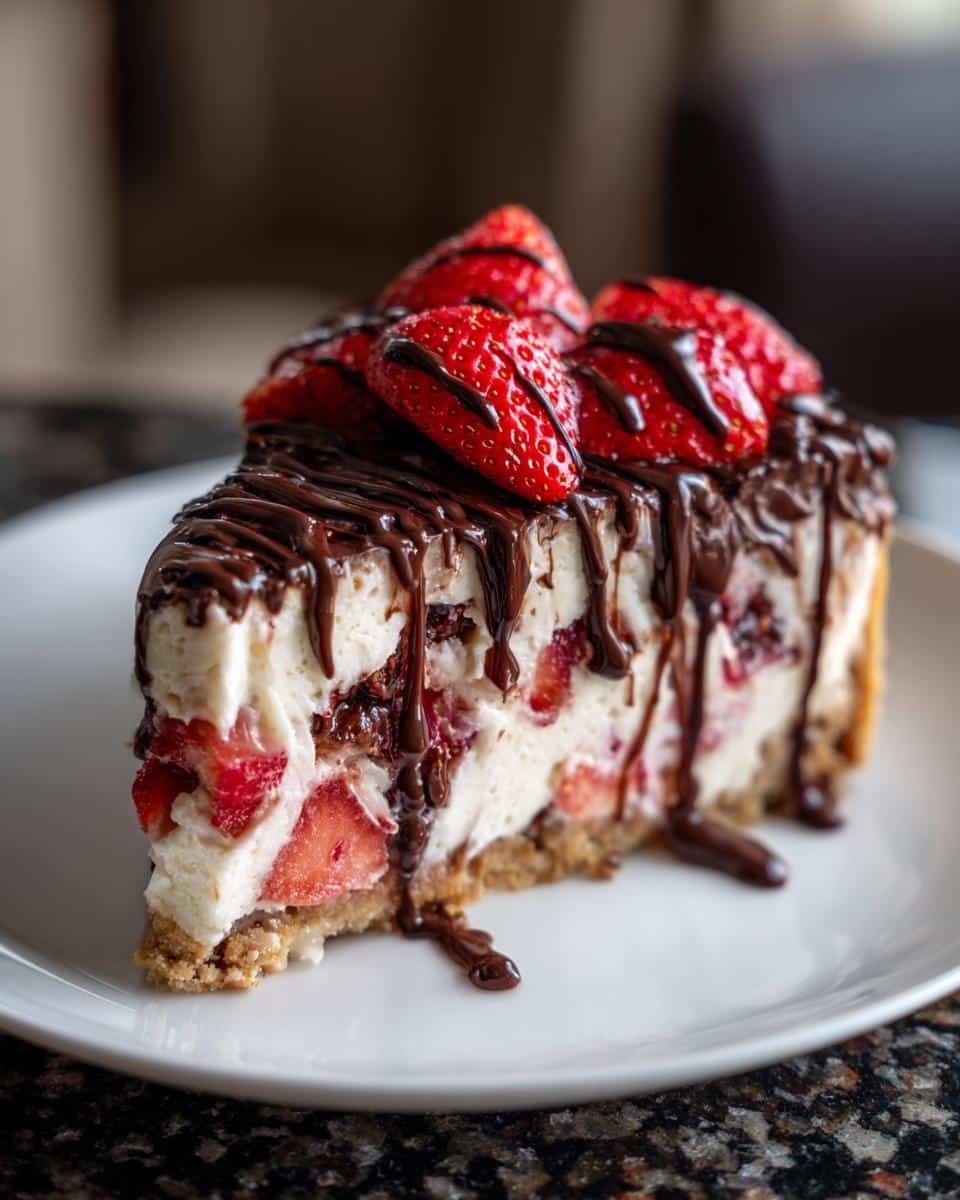 No-Bake Chocolate Strawberry Cheesecake - detail 3