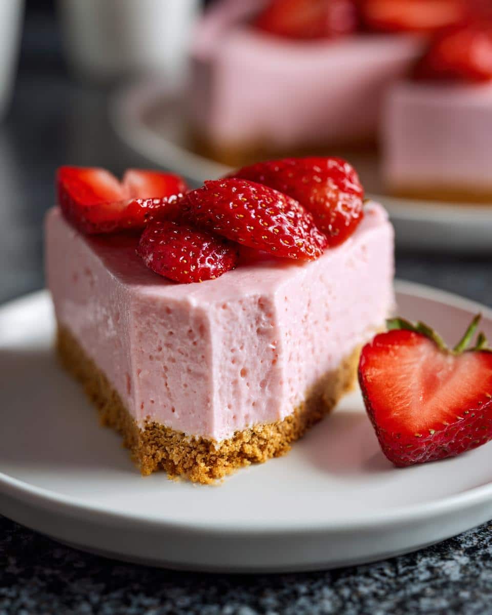 No-Bake Strawberry Heart Cheesecake - detail 1