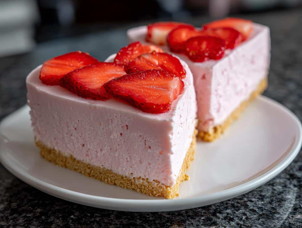 No-Bake Strawberry Heart Cheesecake