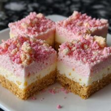 Irresistible Pink Sugar Cookie Cheesecake Bars in Just 4 Steps
