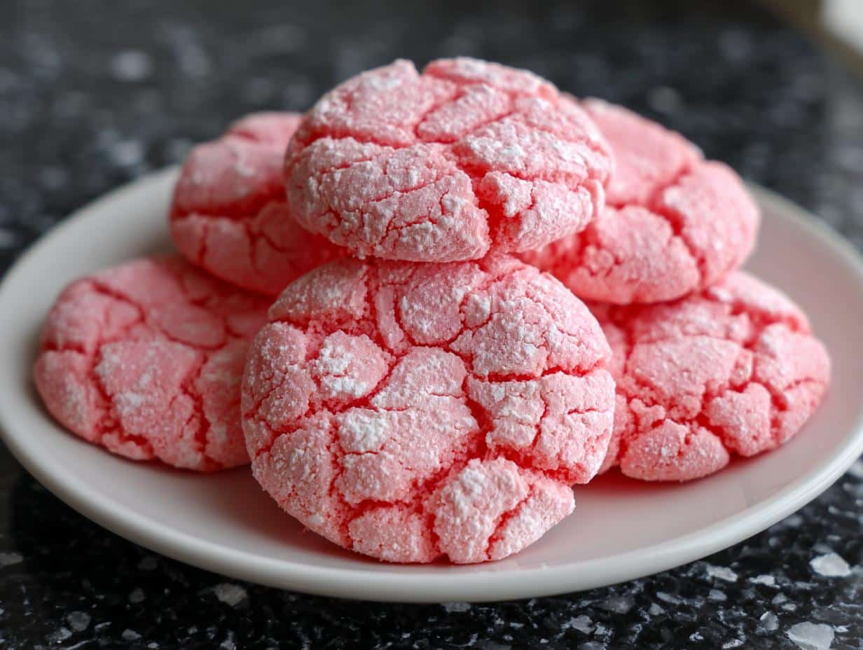 Pink Velvet Crinkle Cookies
