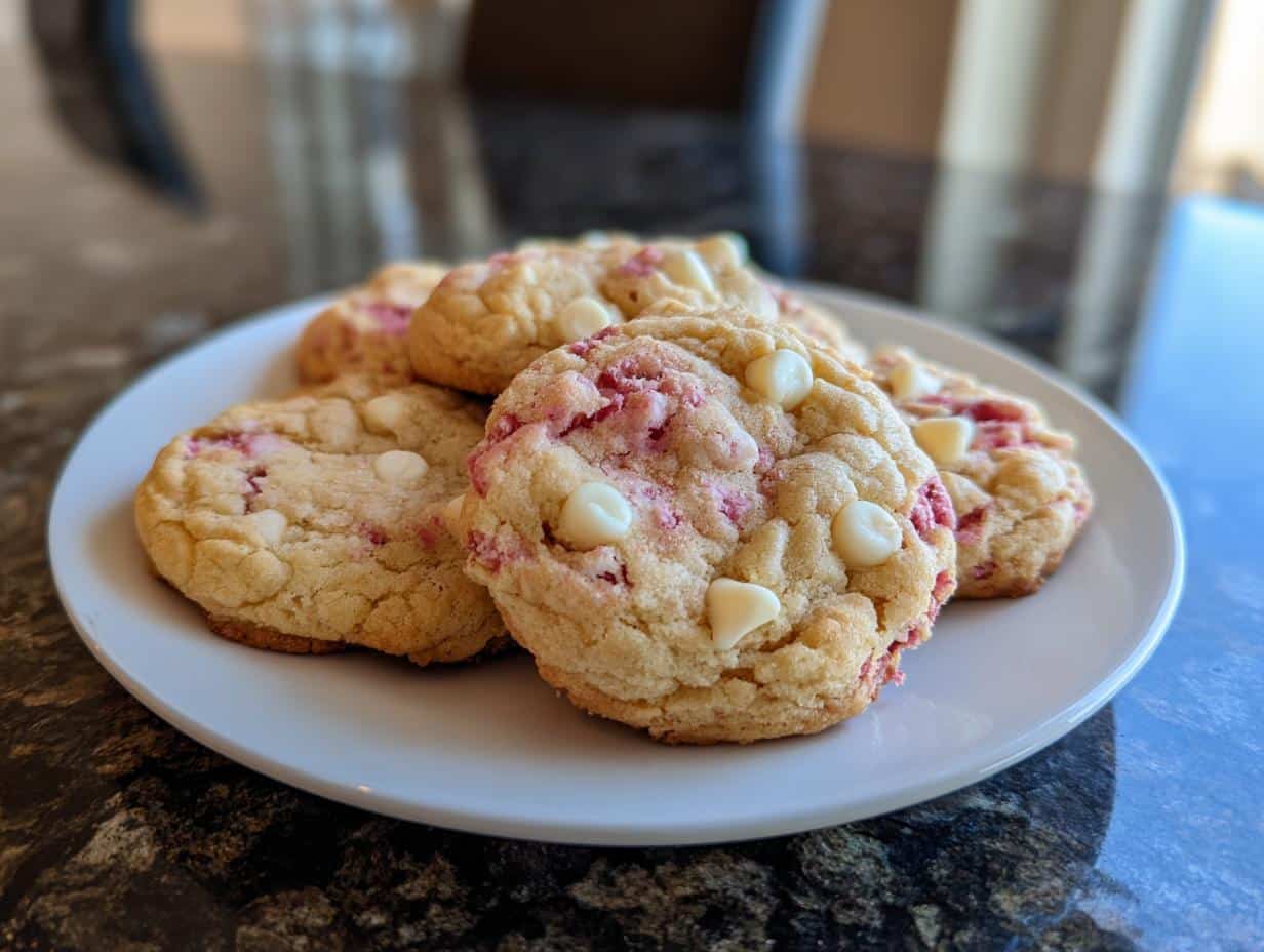 Strawberry Cheesecake Cookies with White Chocolate