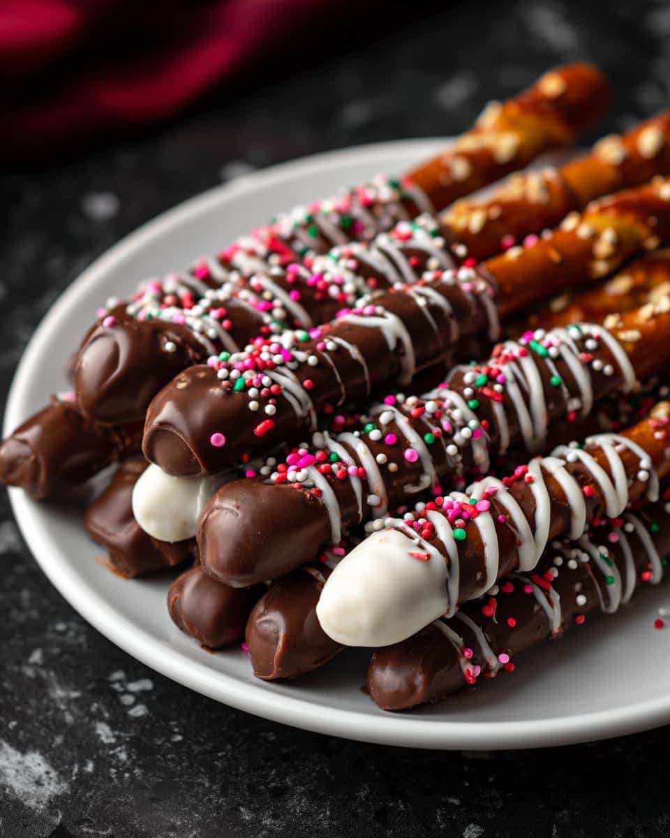 Valentine’s Day Chocolate Pretzel Rods - detail 1