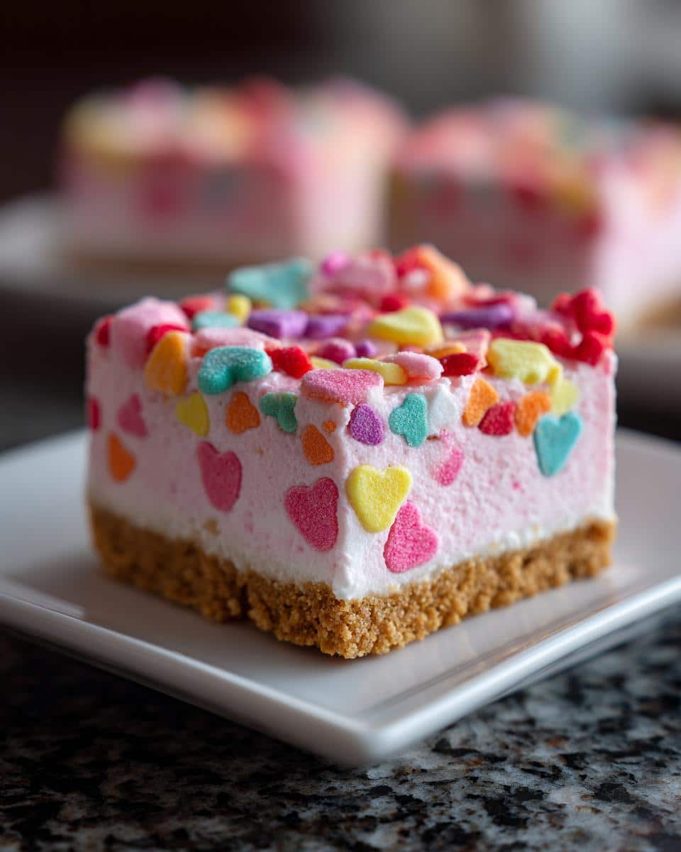 Valentine’s Day Sprinkle Cheesecake Bars - detail 3