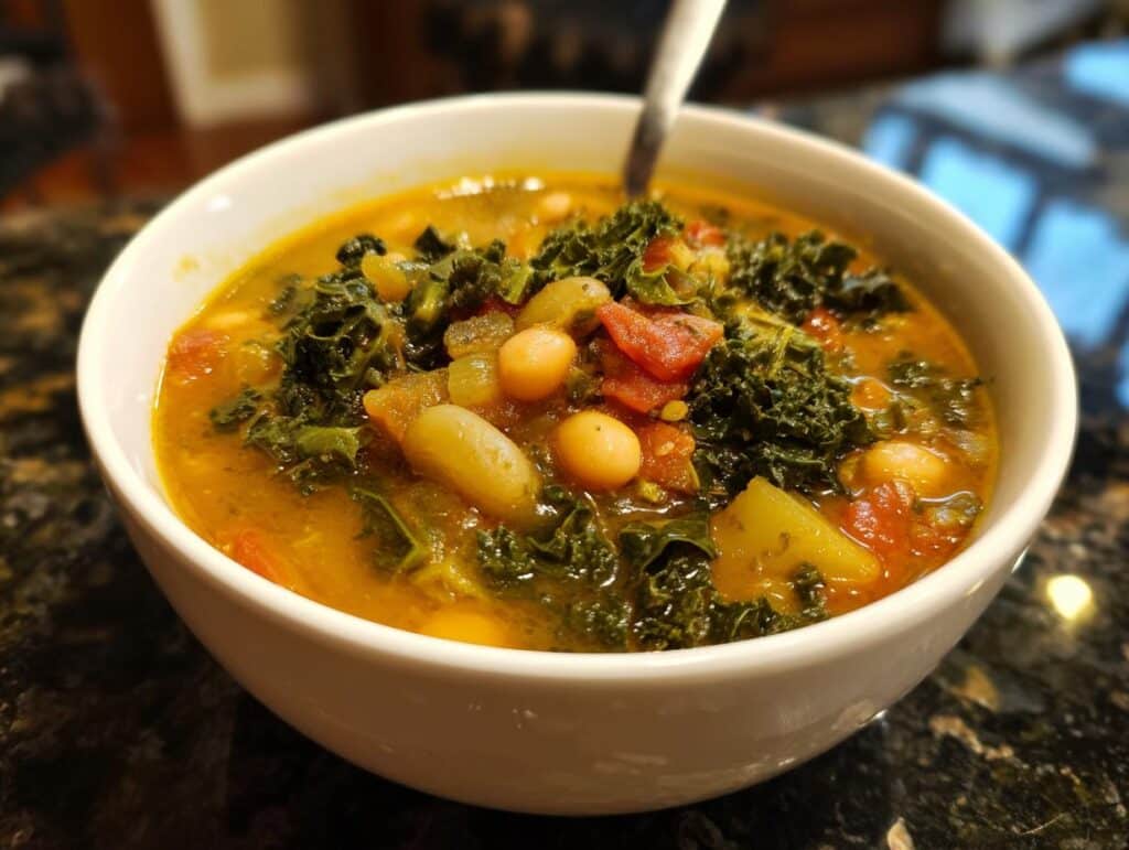 Vegan Bean Soup with Leafy Greens