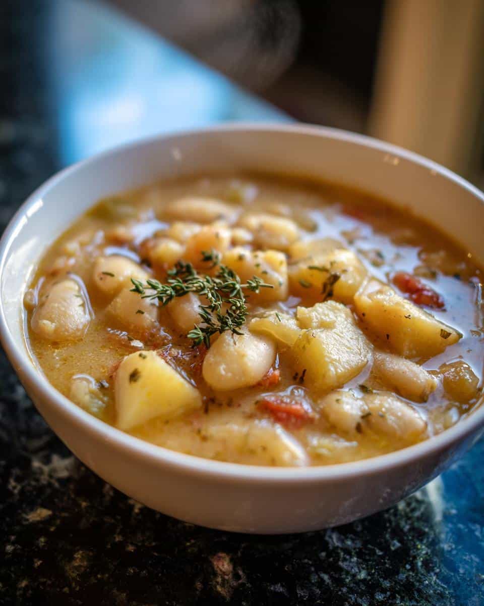 Vegan Bean Soup with Potatoes and Thyme - detail 1