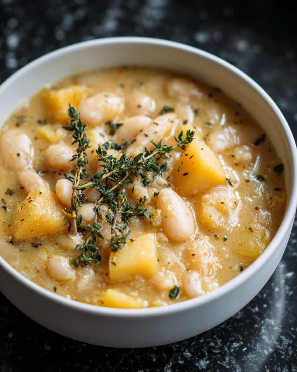 Vegan Bean Soup with Potatoes and Thyme - detail 2