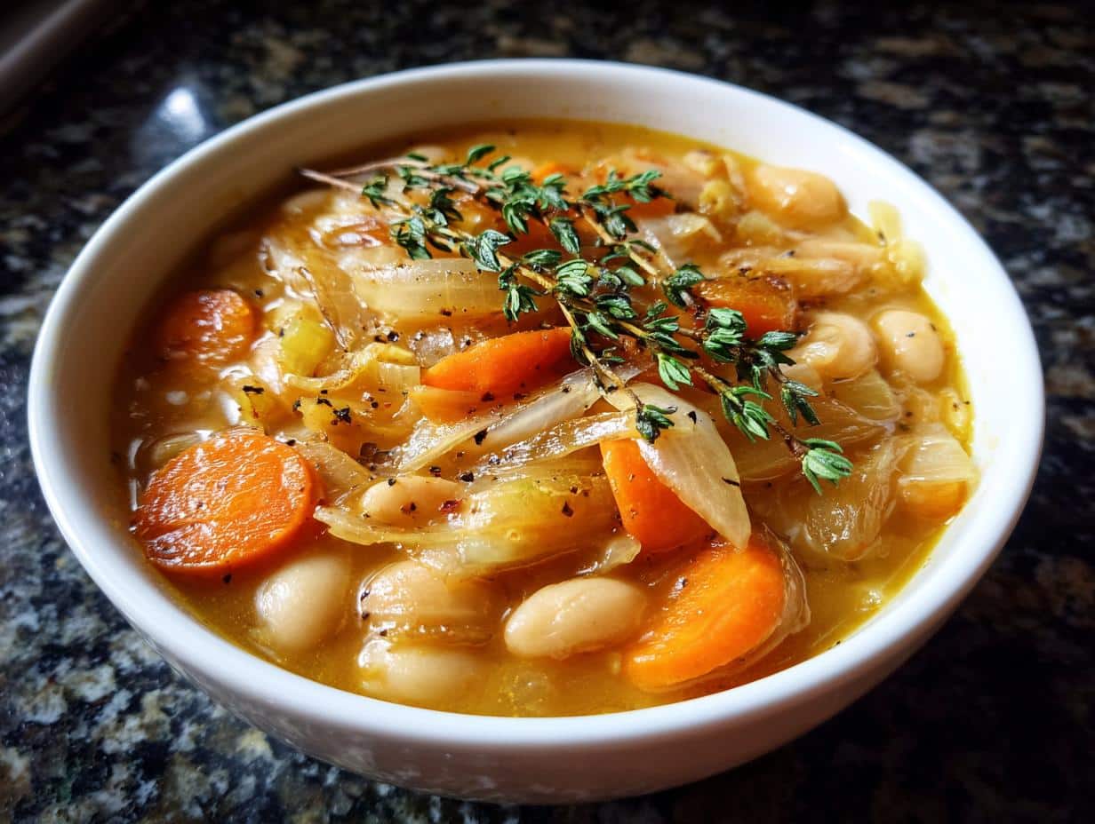 Creamy 6-Ingredient White Bean Soup With Caramelized Garlic Bliss 6 White Bean Soup With Caramelized Garlic