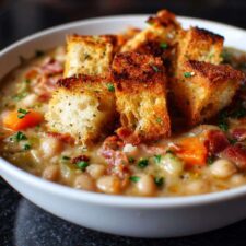 Hearty White Bean Soup With Crispy Bread in 45 Minutes