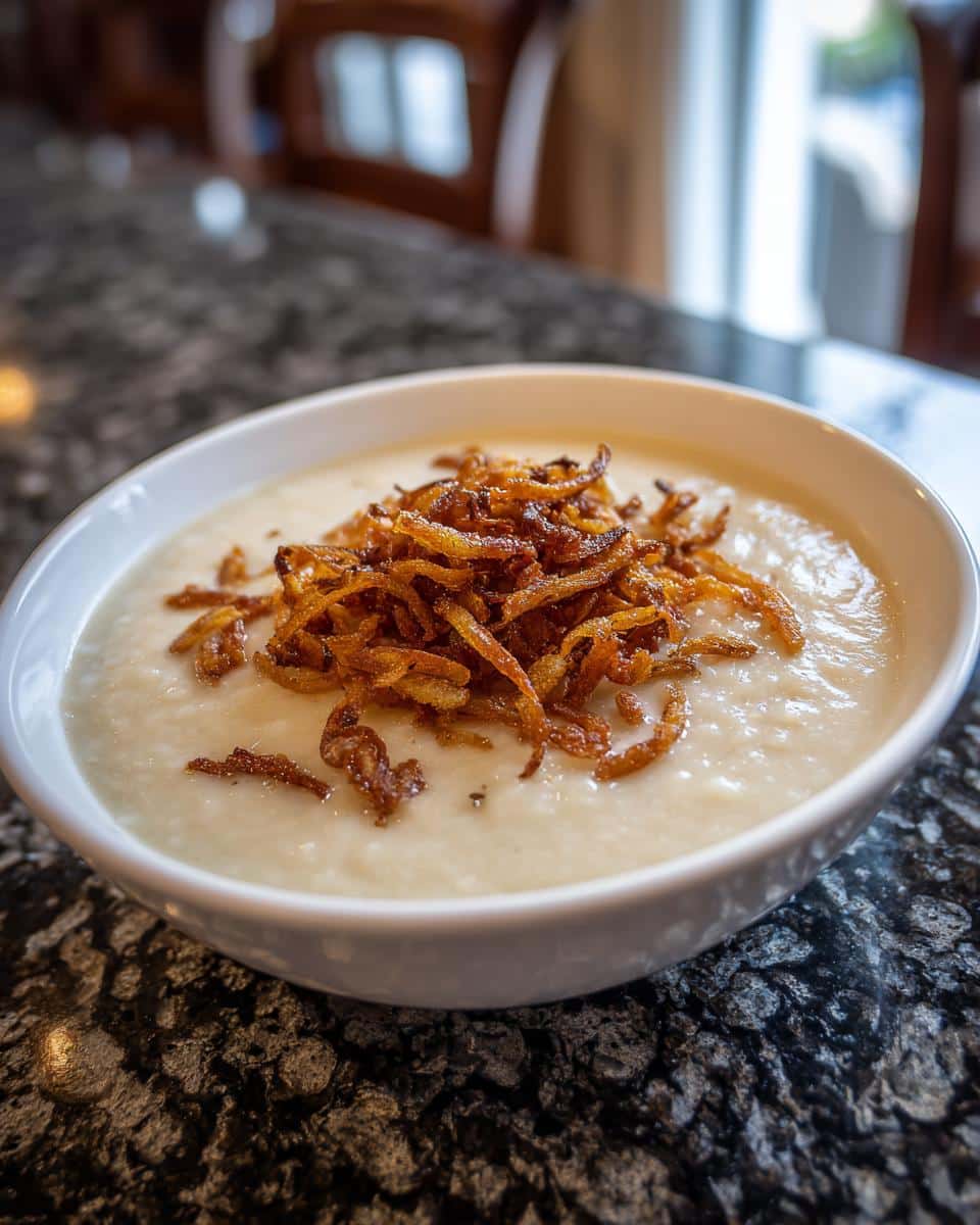 White Bean Soup with Crispy Shallots - detail 2