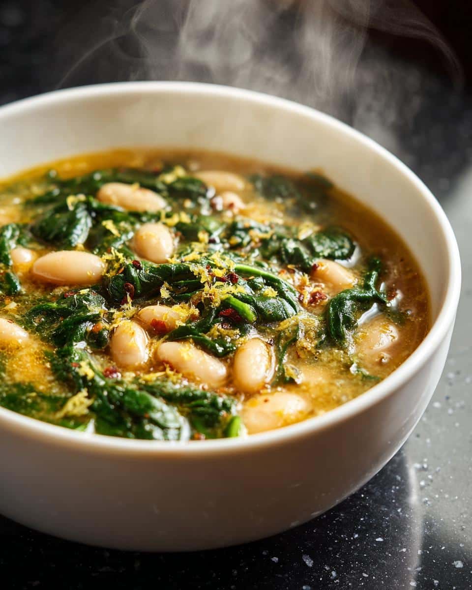 White Bean Soup with Spinach and Lemon - detail 2