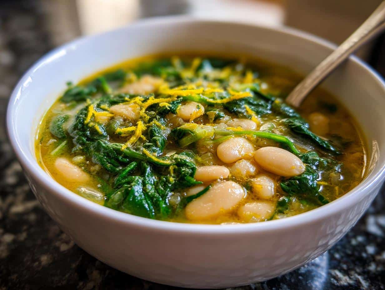 White Bean Soup with Spinach and Lemon