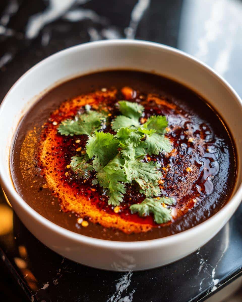 Black Bean Soup with Spiced Oil - detail 1