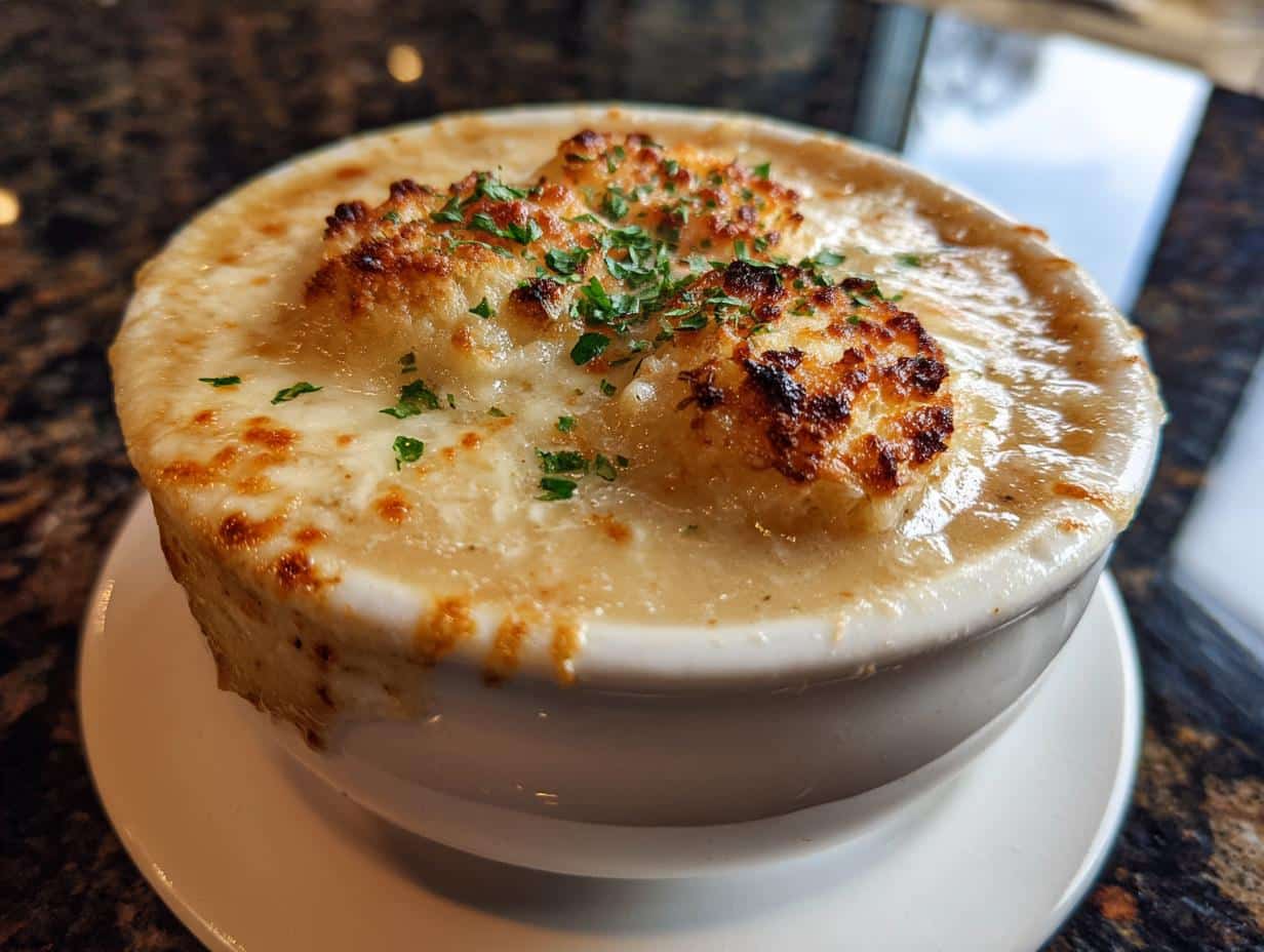 Creamy Bean Soup with Parmesan Crust